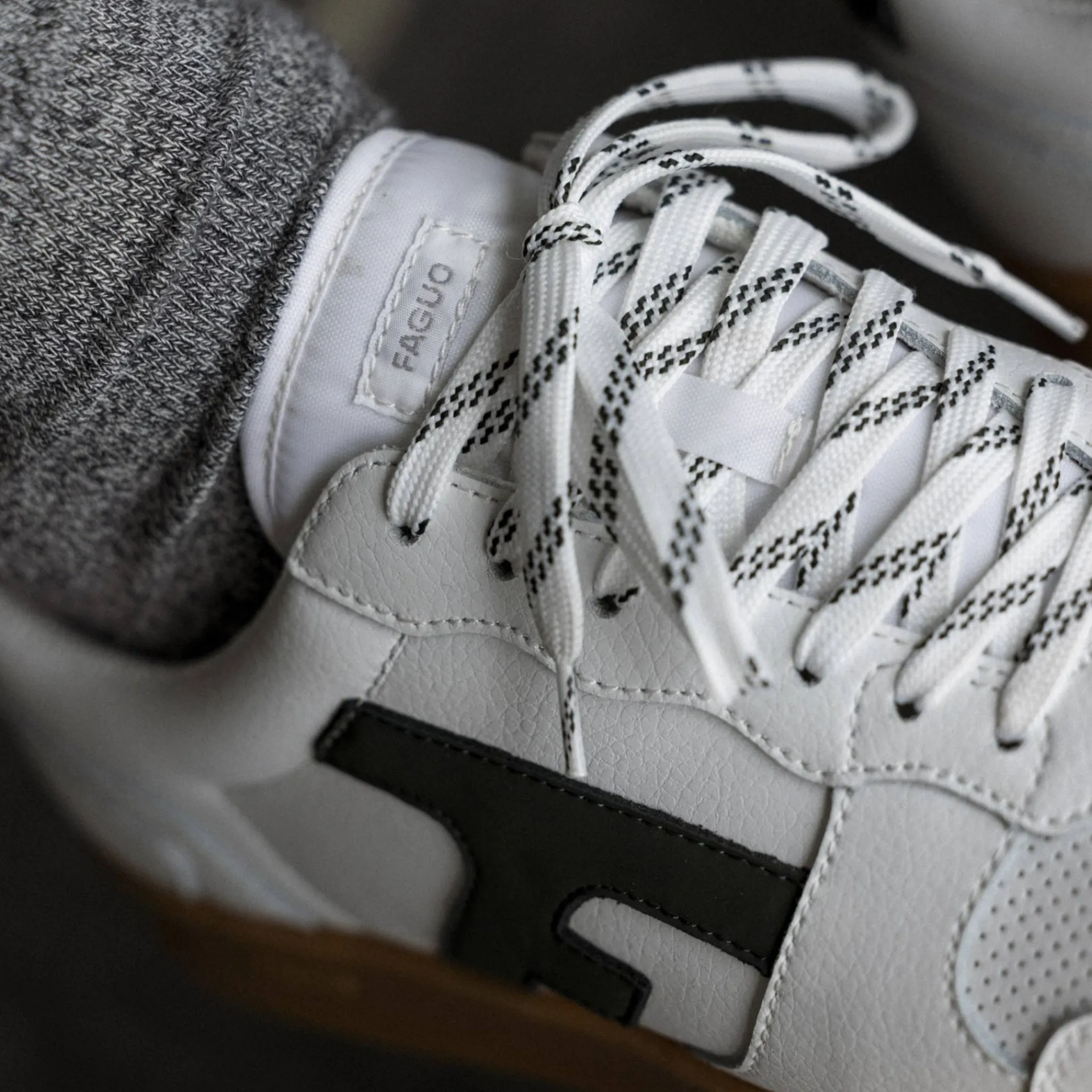 Les Hazel*FAGUO Baskets Blanche & Vert Fonce