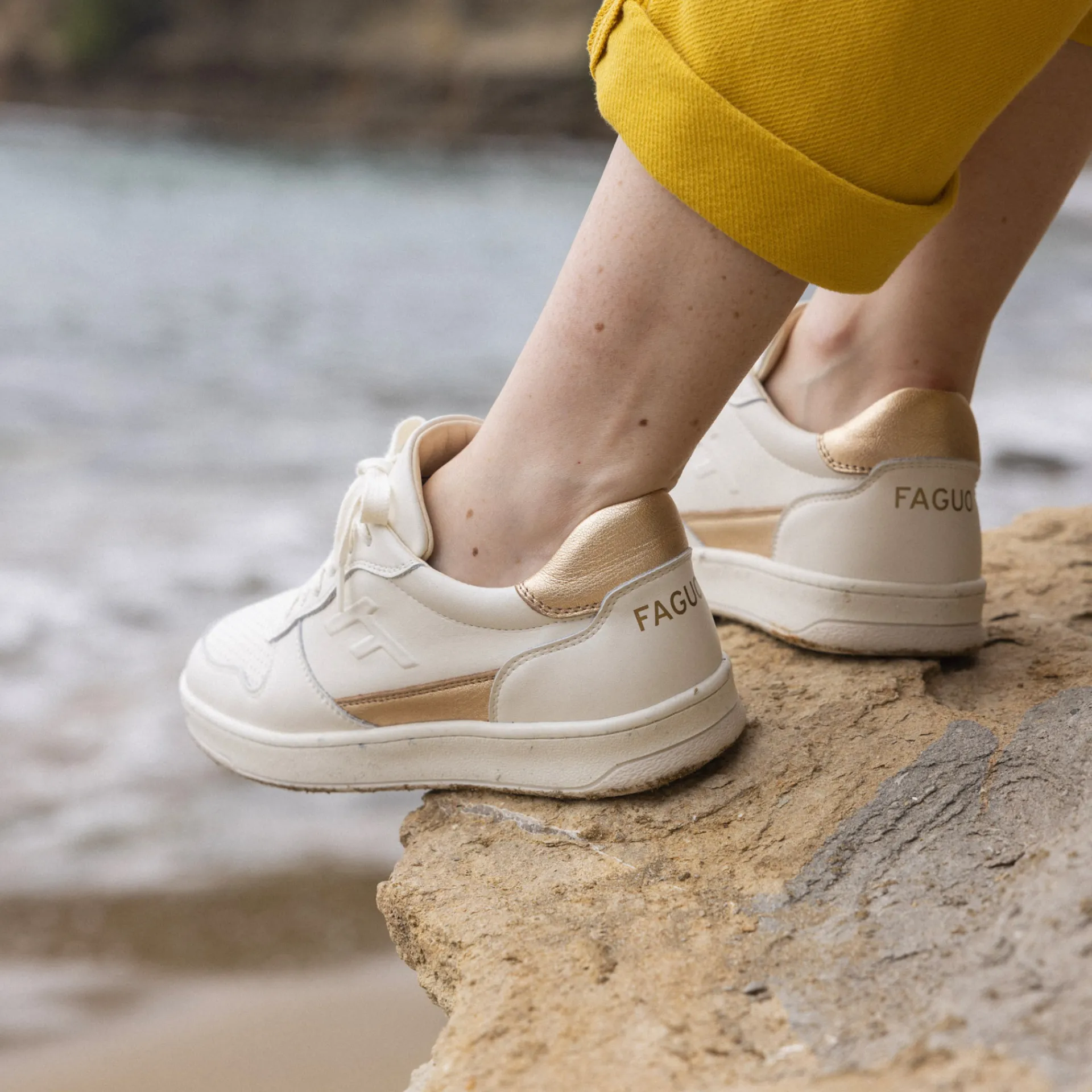 Baskets - Femme*FAGUO Baskets Creme & Doree