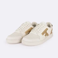 Chaussures*FAGUO Baskets Ecru & Dore