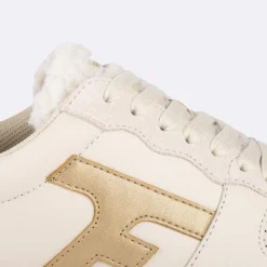 Chaussures*FAGUO Baskets Ecru & Dore