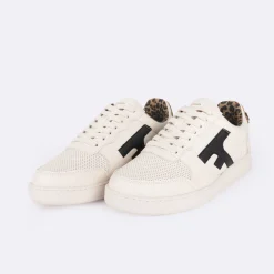 Baskets - Femme*FAGUO Baskets Ecru & Leopard