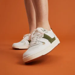 Baskets - Homme*FAGUO Baskets Kaki & Doree En Cuir - Modele Hazel