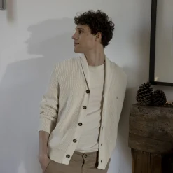 Pulls*FAGUO Cardigan Col Chale Ecru