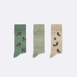 Chaussettes*FAGUO Chaussettes Beige & Vert Fonce