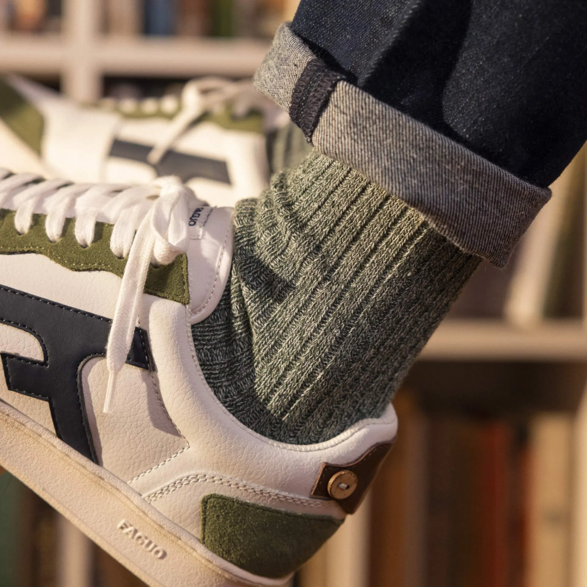 Chaussettes*FAGUO Chaussettes Kaki & Ecrue