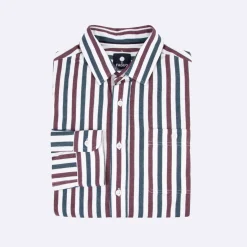 Chemises*FAGUO Chemise A Rayures Blanches, Bleues & Bordeaux