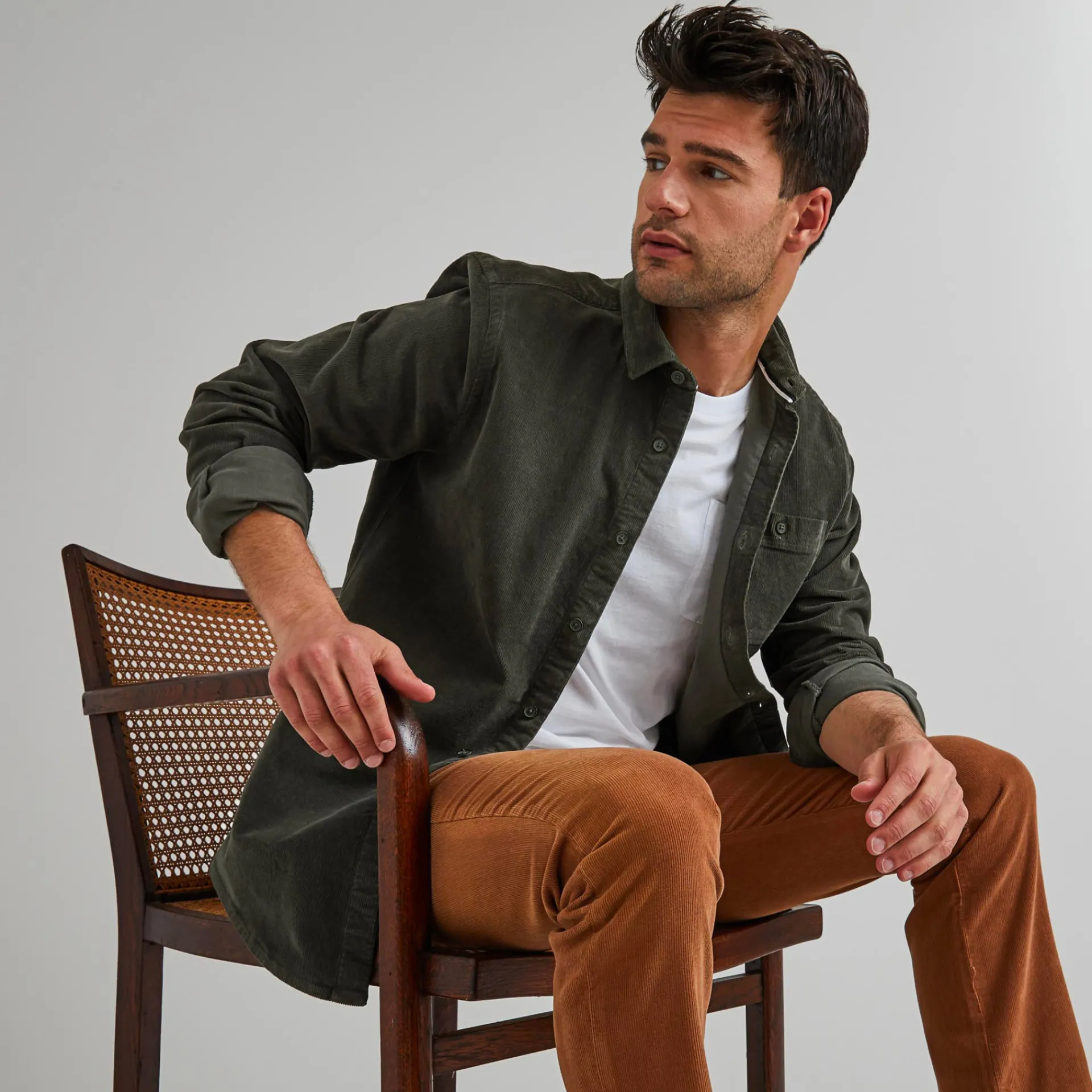 Chemises*FAGUO Chemise Classique Kaki Foncee