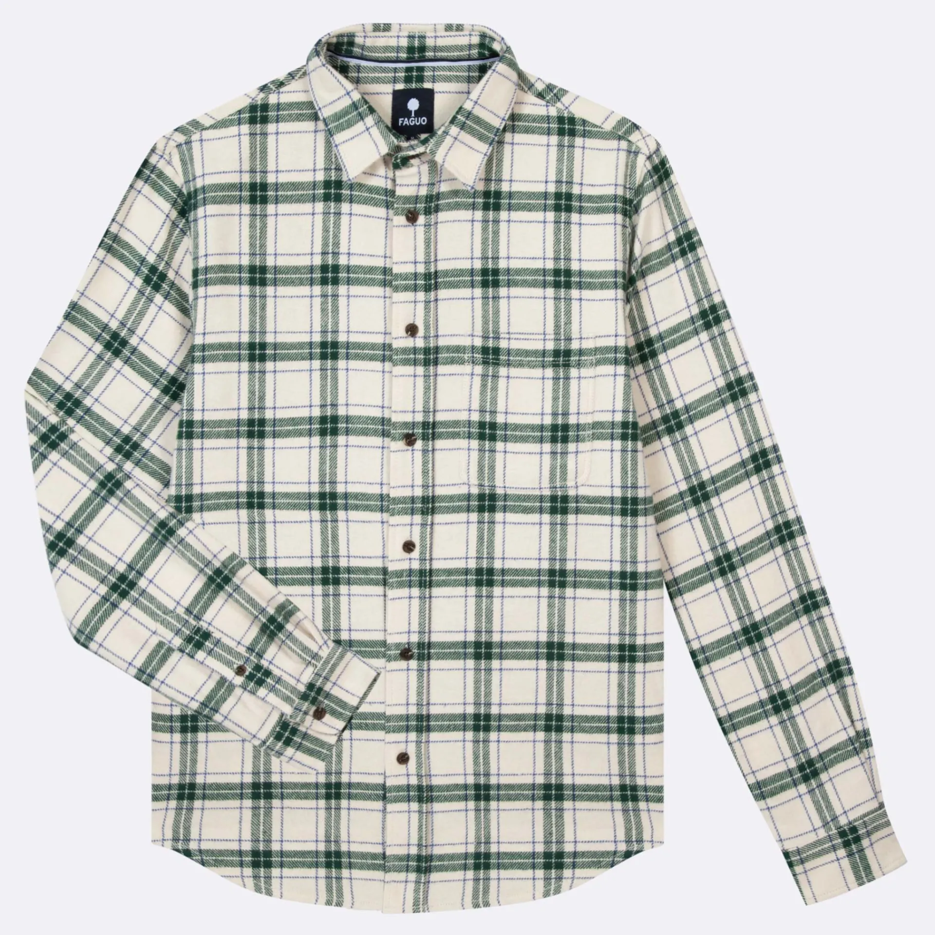 Chemises*FAGUO Chemise Ecru A Carreaux Verts