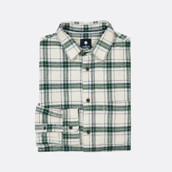 Chemises*FAGUO Chemise Ecru A Carreaux Verts