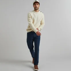 Pantalons & Chinos*FAGUO Chino Bleu Marine Coupe Ajustee