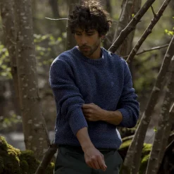 Pulls*FAGUO Pull Col Boutonne Bleu Chine