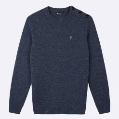 Pulls*FAGUO Pull Col Boutonne Bleu Chine