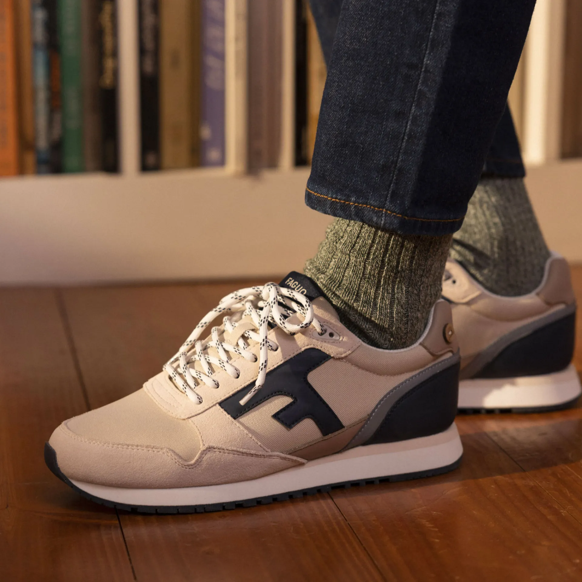 Baskets - Homme*FAGUO Runnings Ecrue & Marine