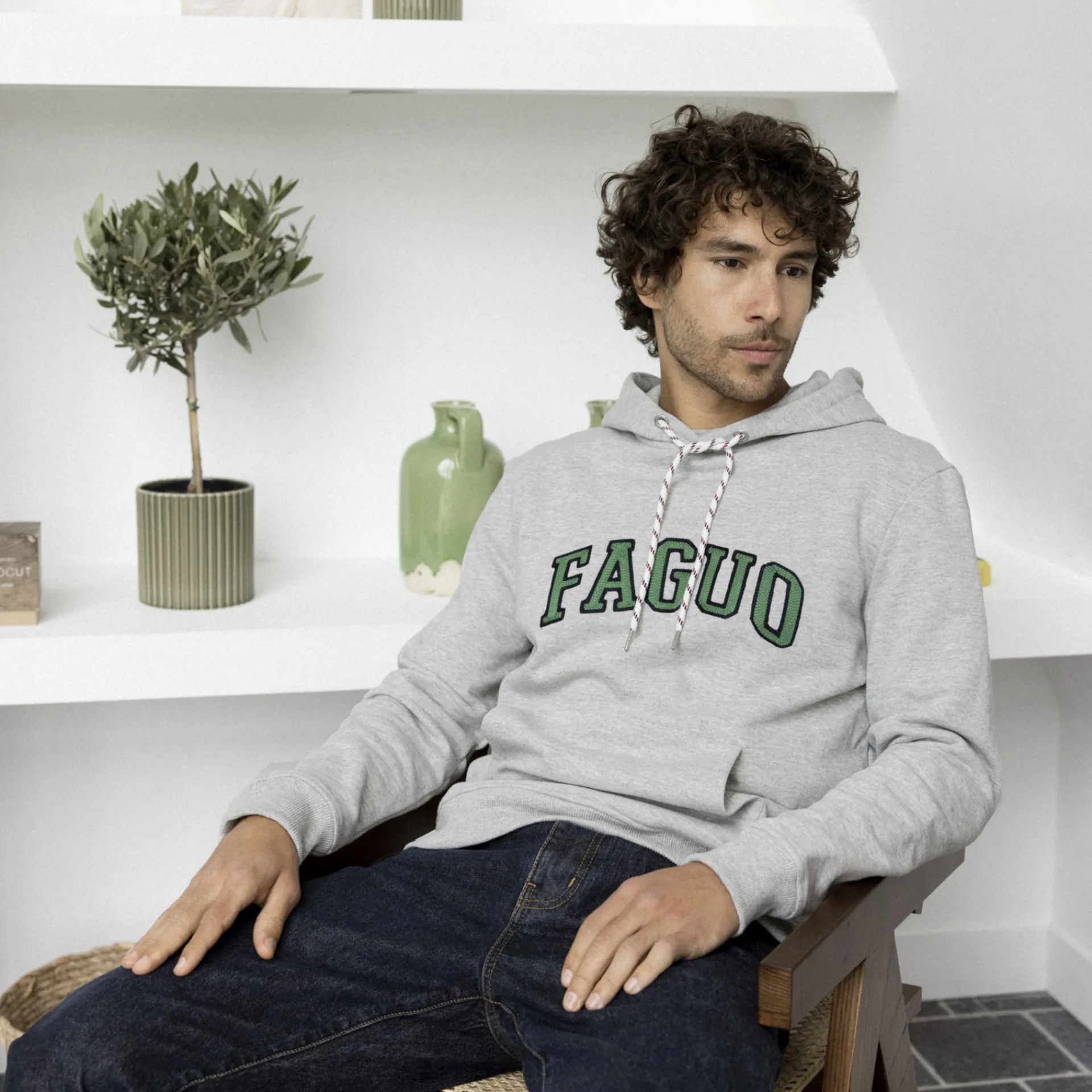Sweats À Capuche*FAGUO Sweat A Capuche Logo Gris Chine