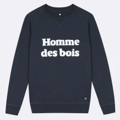 Sweatshirts*FAGUO Sweat Col Rond Bleu Marine Homme De Bois