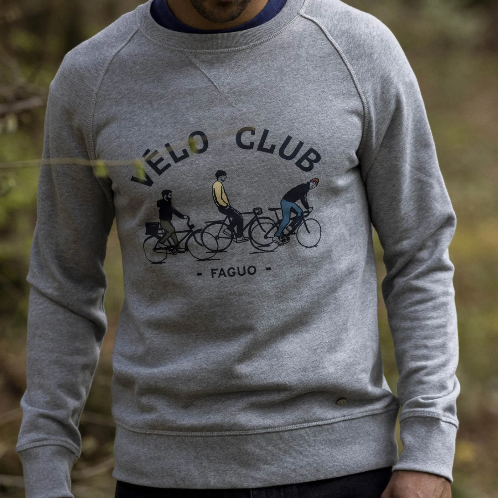 Sweatshirts*FAGUO Sweat Col Rond Gris Chine Velo Club