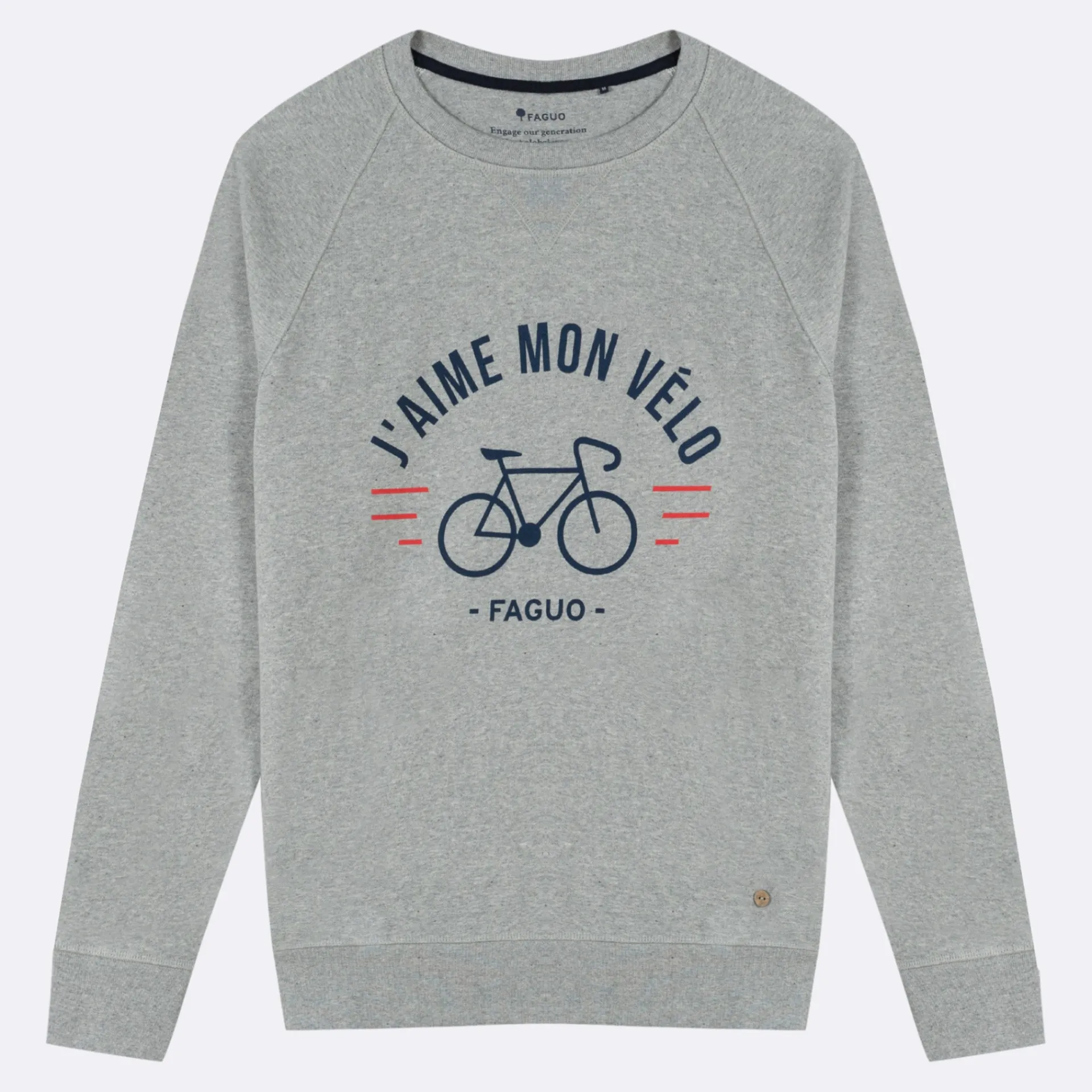 Sweatshirts*FAGUO Sweatshirt Gris "J'Aime Mon Velo"