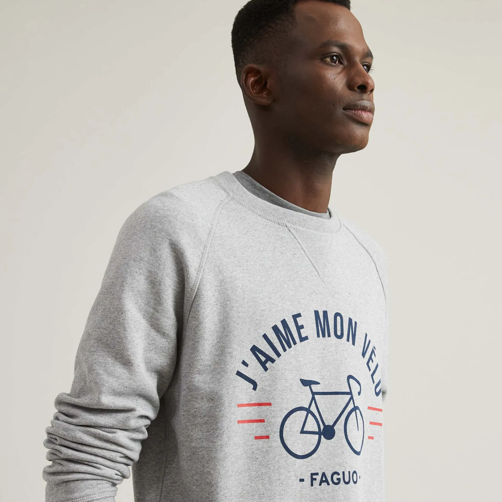 Sweatshirts*FAGUO Sweatshirt Gris "J'Aime Mon Velo"
