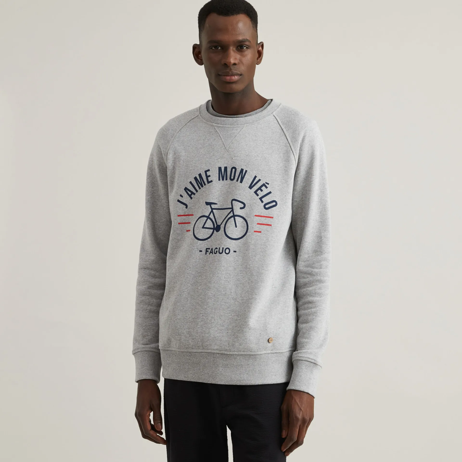 Sweatshirts*FAGUO Sweatshirt Gris "J'Aime Mon Velo"