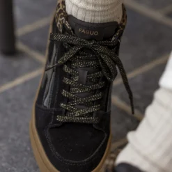 Baskets - Femme*FAGUO Tennis Noire & Leopard