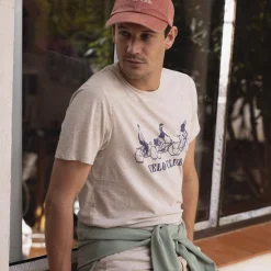 T-Shirts*FAGUO T-Shirt Col Rond Beige Chine Velo Club