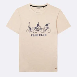 T-Shirts*FAGUO T-Shirt Col Rond Beige Chine Velo Club