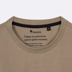 T-Shirts*FAGUO T-Shirt Col Rond Beige Clair Broderie Velo