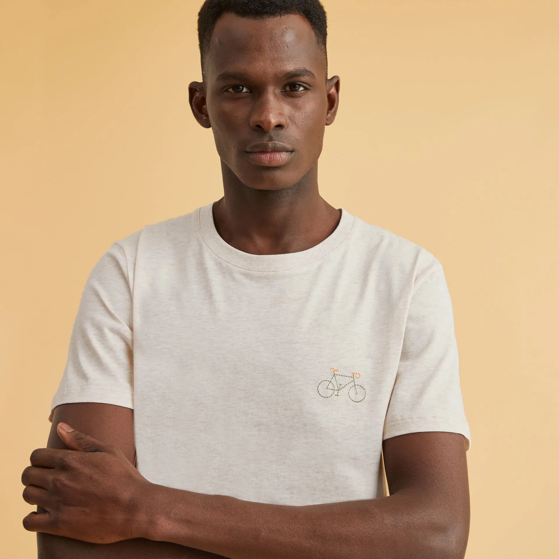 T-Shirts*FAGUO T-Shirt Col Rond Beige Velo