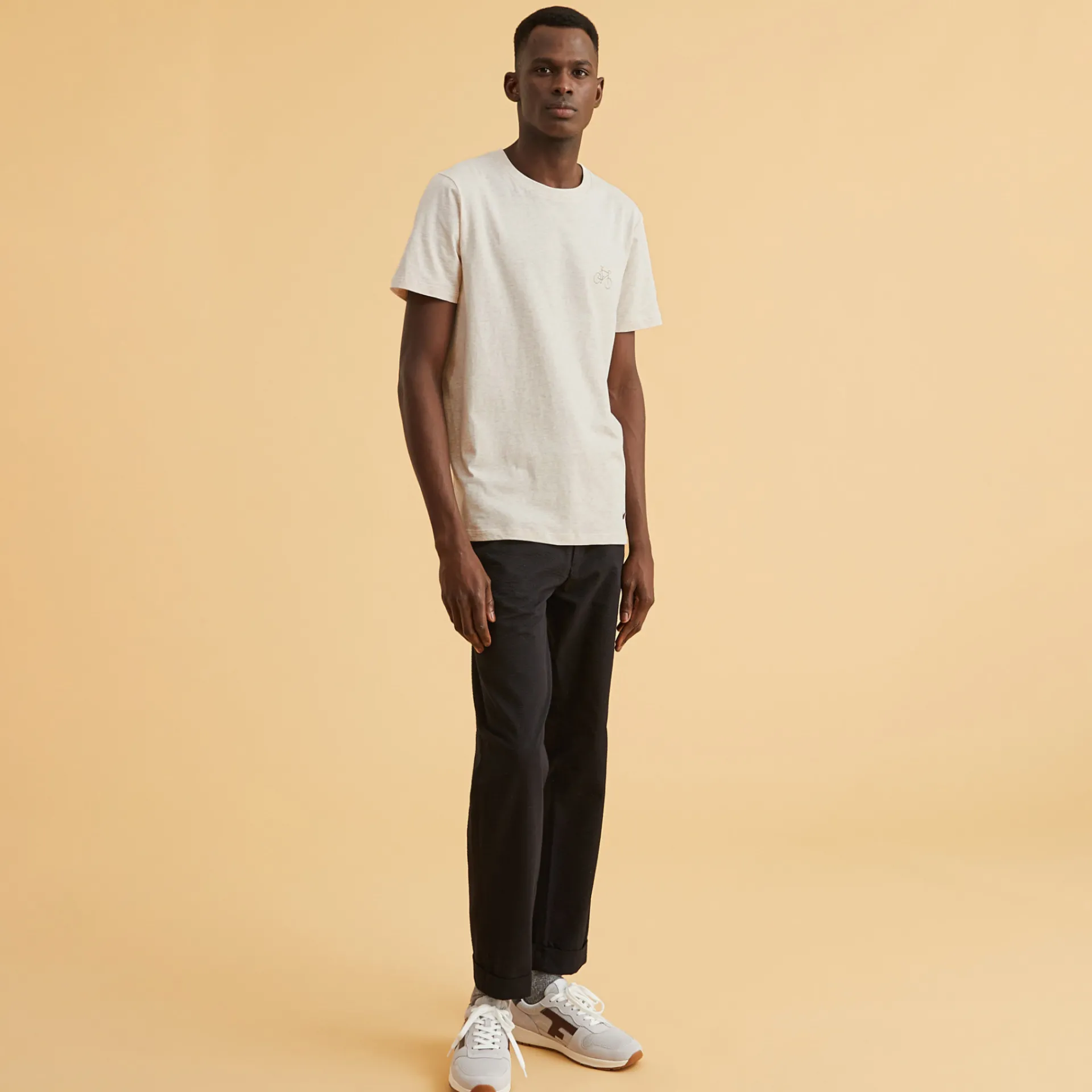 T-Shirts*FAGUO T-Shirt Col Rond Beige Velo