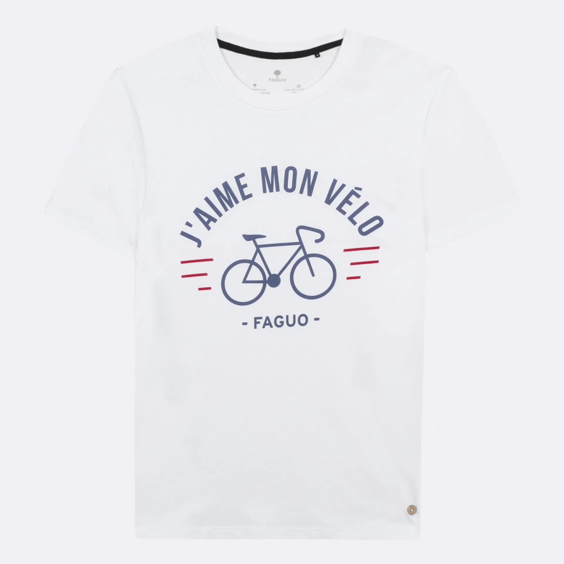 T-Shirts*FAGUO T-Shirt Col Rond Blanc J'Aime Mon Velo