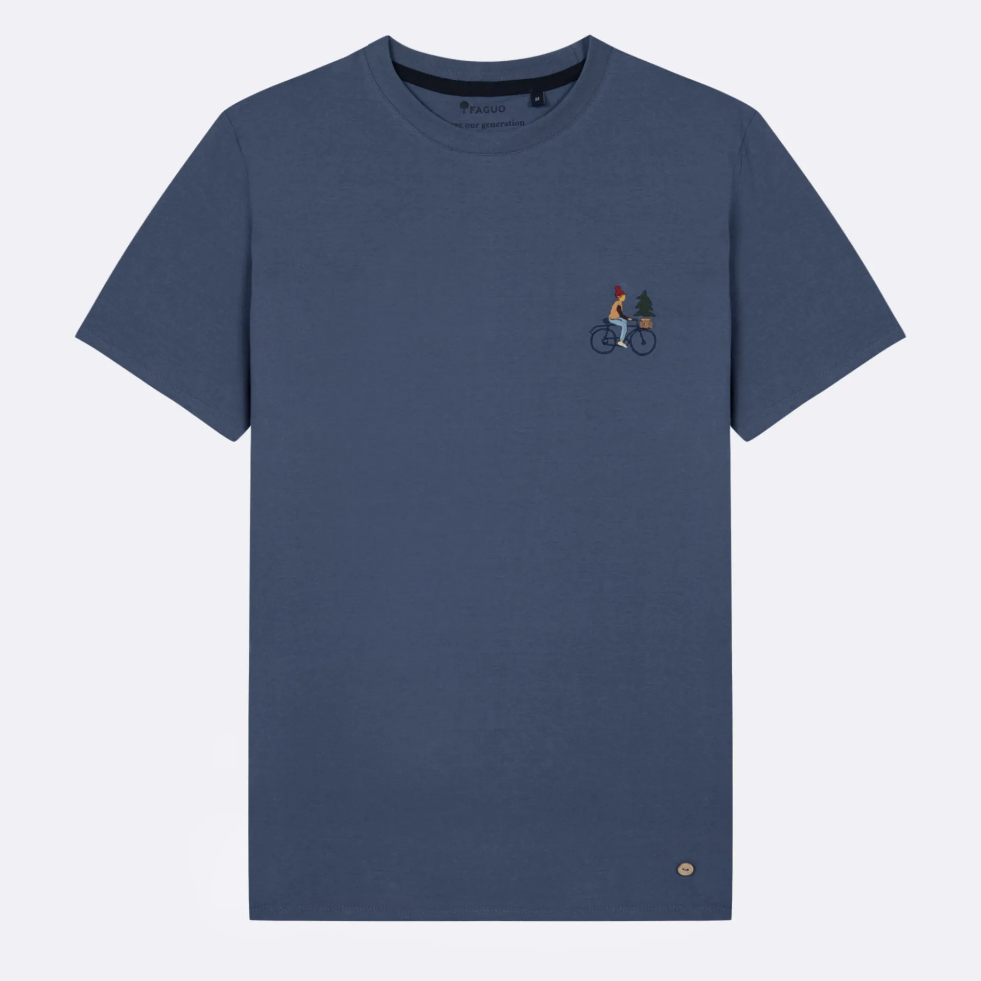 Vêtements*FAGUO T-Shirt Col Rond Bleu Broderie Velo