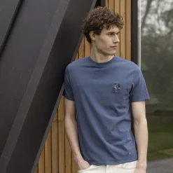 Vêtements*FAGUO T-Shirt Col Rond Bleu Broderie Velo