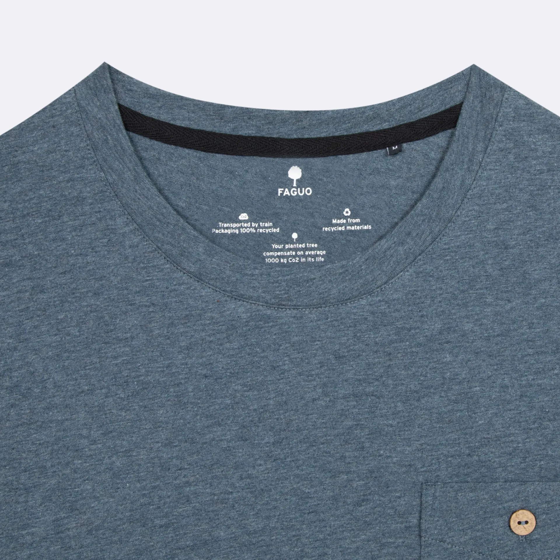 T-Shirts*FAGUO T-Shirt Col Rond Bleu Chine