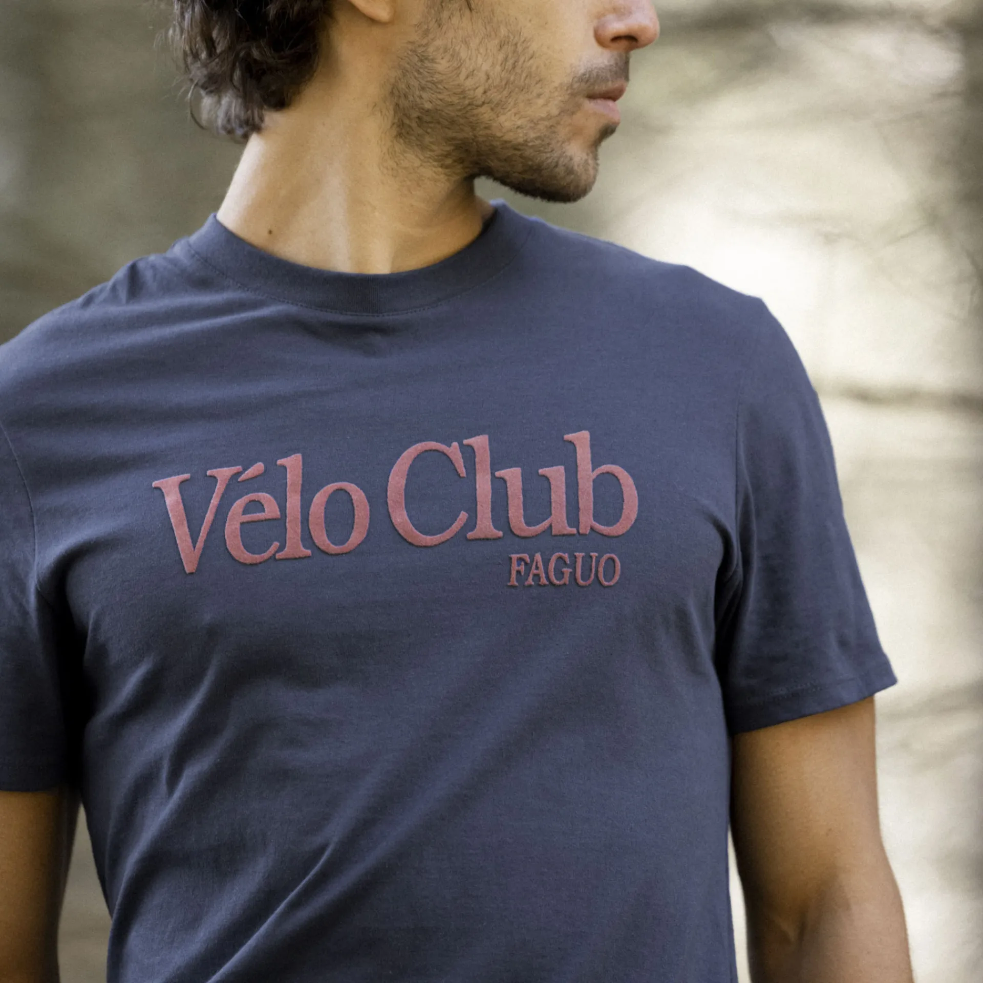 T-Shirts*FAGUO T-Shirt Col Rond Bleu Indigo Velo Club