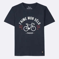 T-Shirts*FAGUO T-Shirt Col Rond Bleu Marine J'Aime Mon Velo