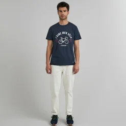 T-Shirts*FAGUO T-Shirt Col Rond Bleu Marine J'Aime Mon Velo