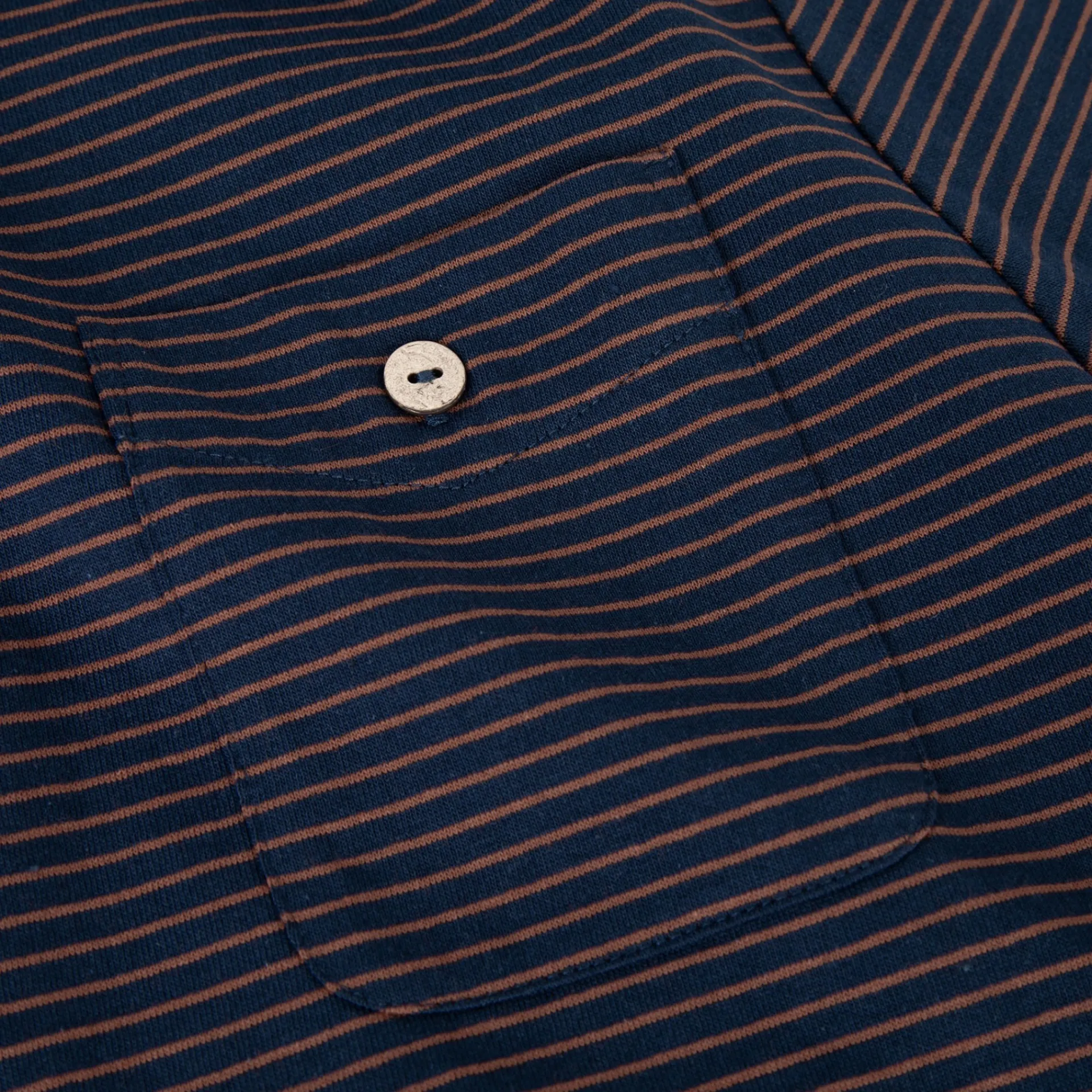 T-Shirts*FAGUO T-Shirt Col Rond Bleu Marine & Camel