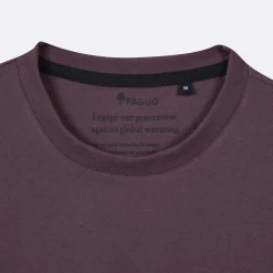 T-Shirts*FAGUO T-Shirt Col Rond Bordeaux Fonce Broderie Velo