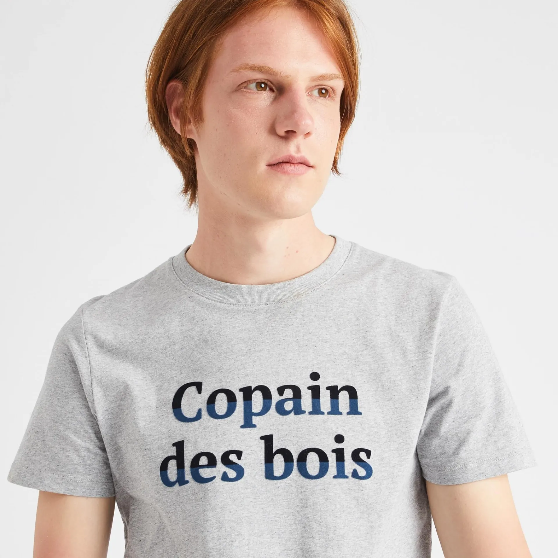 T-Shirts*FAGUO T-Shirt Col Rond Gris Chine Homme Des Bois