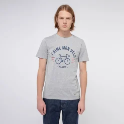 T-Shirts*FAGUO T-Shirt Col Rond Gris Chine J'Aime Mon Velo