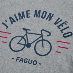 T-Shirts*FAGUO T-Shirt Col Rond Gris Chine J'Aime Mon Velo