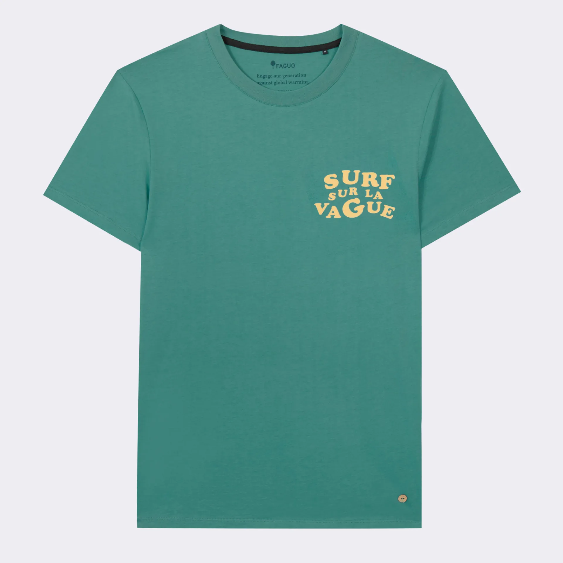 T-Shirts*FAGUO T-Shirt Col Rond Turquoise Surf Sur La Vague