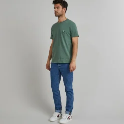 T-Shirts*FAGUO T-Shirt Col Rond Vert Broderie Velo