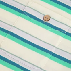 T-Shirts*FAGUO T-Shirt Ecru A Rayures Bleues Et Vertes