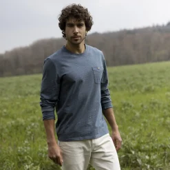 T-Shirts*FAGUO T-Shirt Manches Longues Bleu Gris