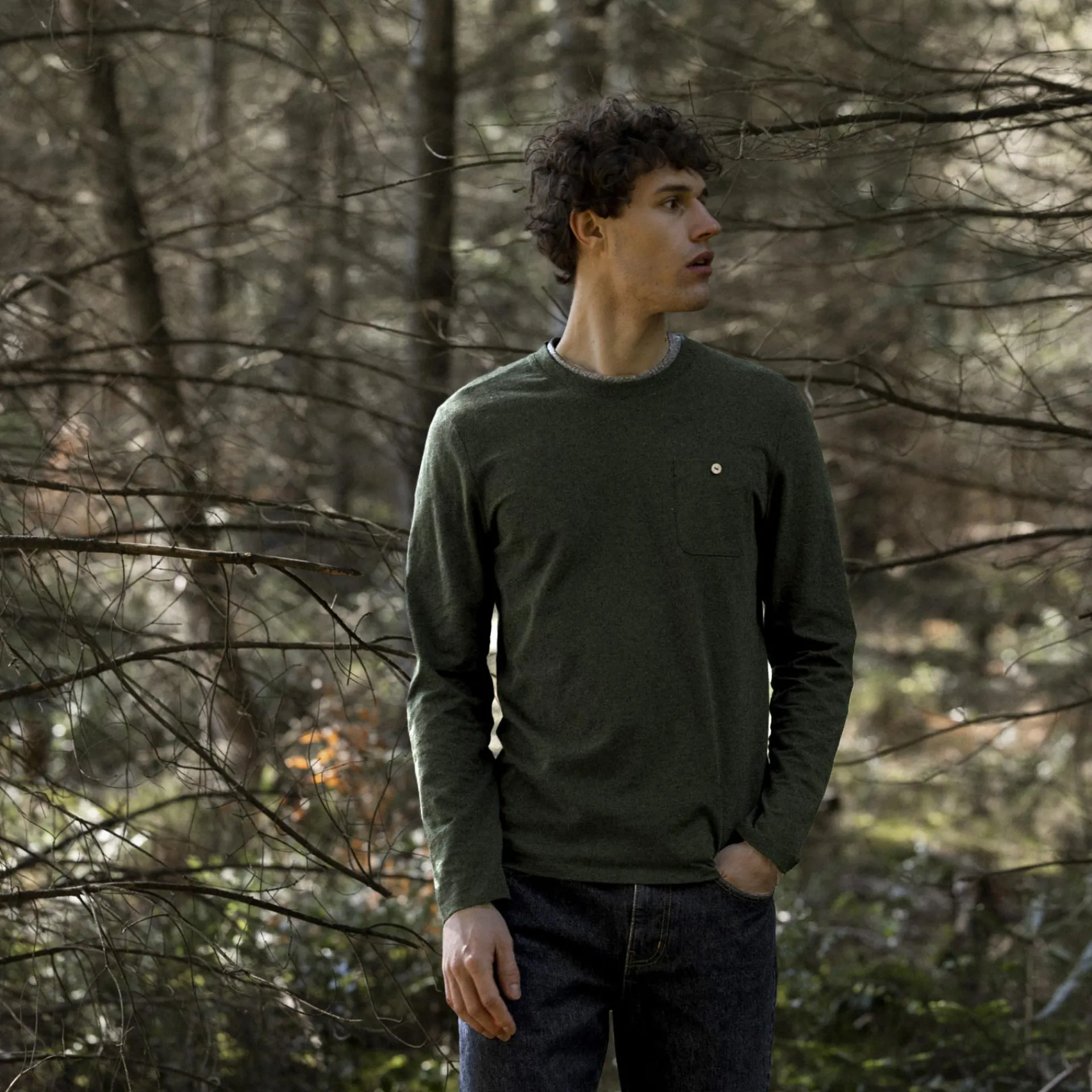 T-Shirts*FAGUO T-Shirt Manches Longues Vert Fonce