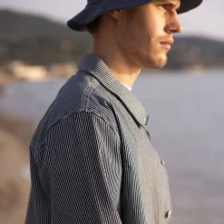 Vestes & Impermeables*FAGUO Veste Bleue A Rayures Blanches